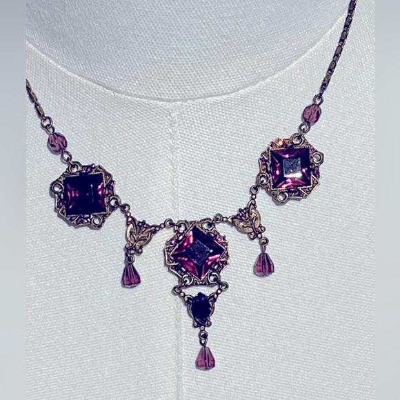 Sweet Romance Vintage Y2K Purple and Gold Necklace - Picture 6 of 8